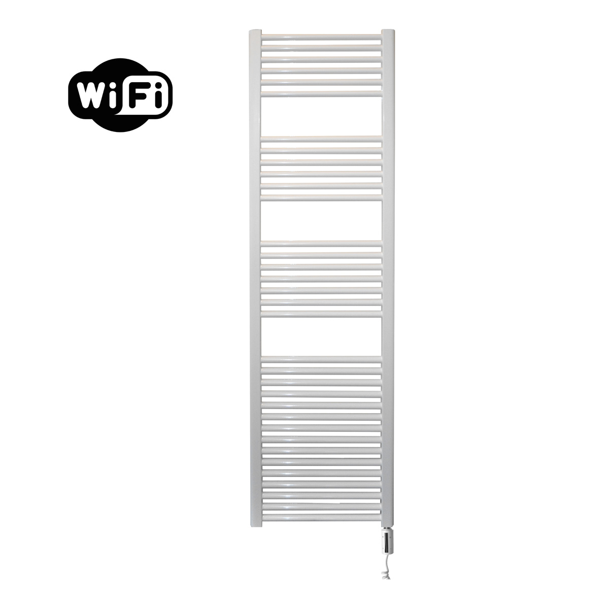 Sanicare elektrische design radiator 45x172cm wit met WiFi en thermostaat rechts wit