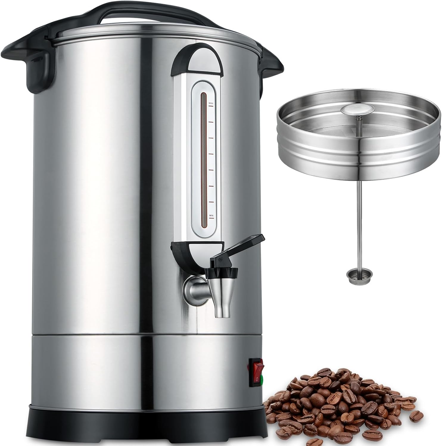 Gastro Kaffeemaschine 16L, 100 Tassen Industrie Coffee Urn aus Edelstahl, 1600W, große Kaffeemaschine für Veranstaltungen, Buffet & Büro, Gastronomie & Events