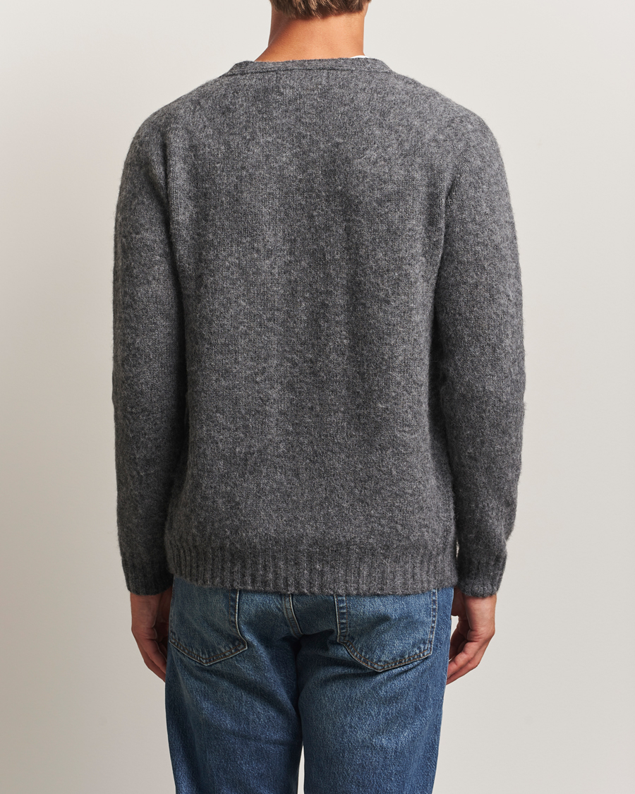 Harley Of Scotland Brushed Supersoft Lambswool Cardigan Basalt