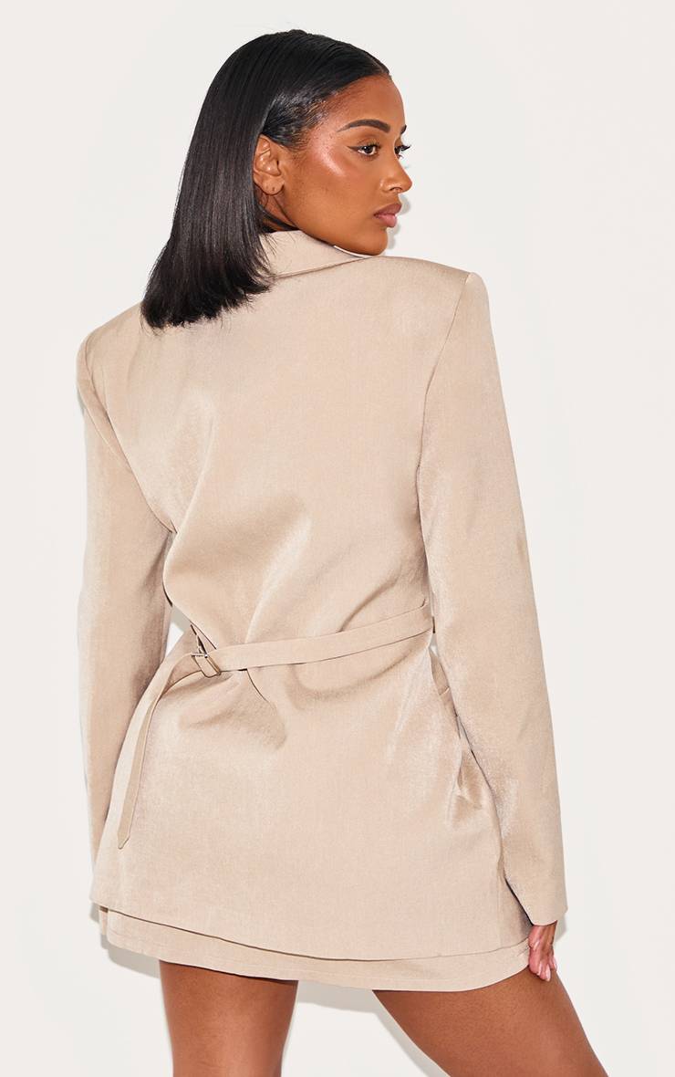 Gris Pierre Blazer Shape Tissé Taille Ajustable Cintrée Avec Ourlet Fendu