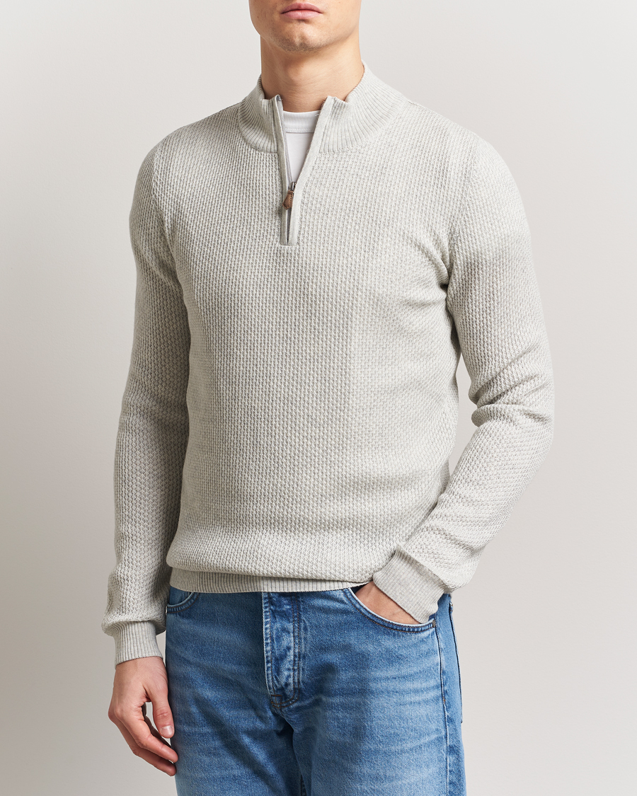 Stenströms Knitted Textured Half-Zip Grey