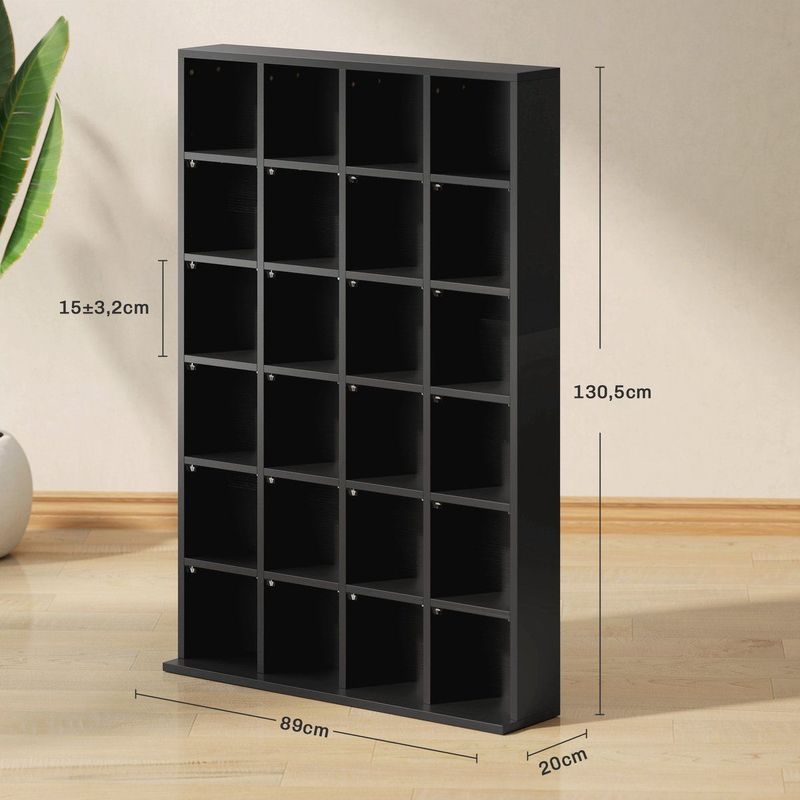 HOMCOM - CD- en DVD-opslag - Zwart - Multimedia-opbergkast - 24 Vakken - Max. Capaciteit 480 CD's/312 DVD's