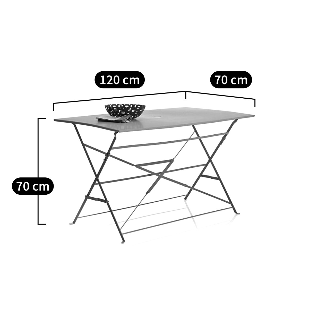 LA REDOUTE INTERIEURS<br>Mesa retangular dobrável, metal, Ozevan