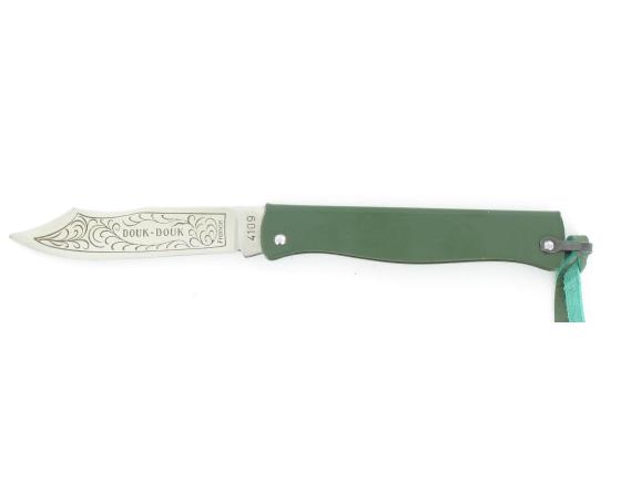 Douk Douk 160 Inox - Manche Acier couleur VERT - GAINE CUIR Couteau de poche Le Thiers par Cognet Douk Douk