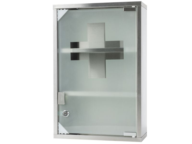STRUCT Erste Hilfe Schrank 30 x 45 x 12 cm, Edelstahl Medizinschrank zur Wandmontage