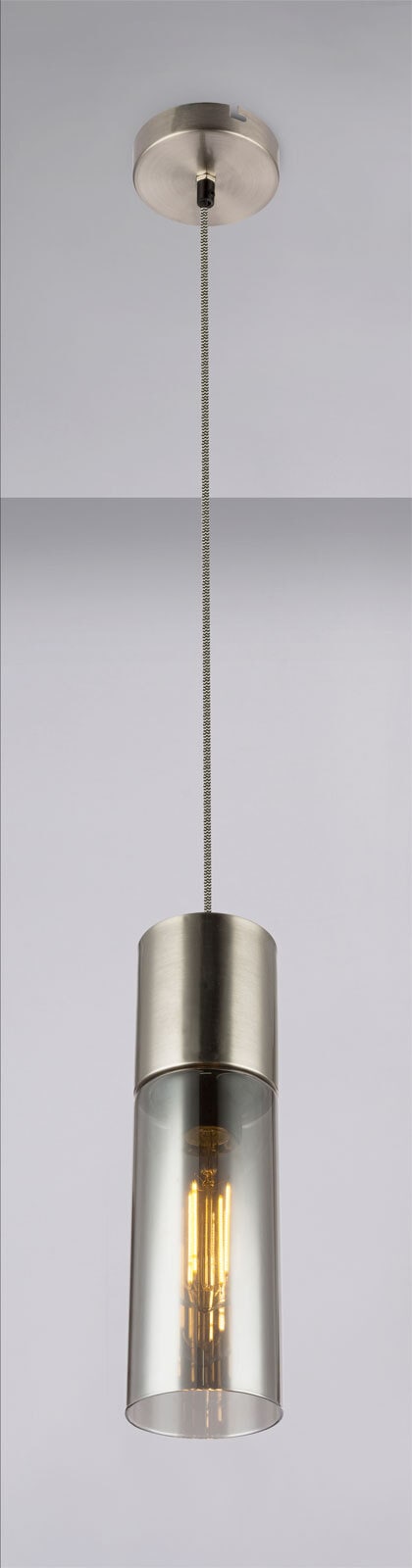 GLOBO Retrofit Pendelleuchte ANNIKA 10 cm nickelfarbig antik