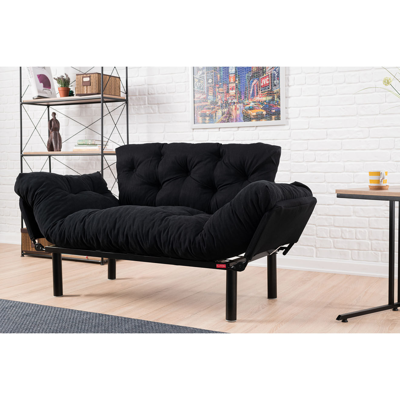 Atelier del Sofa Canapé 2 places convertible Nitta noir - 155x85x73 cm