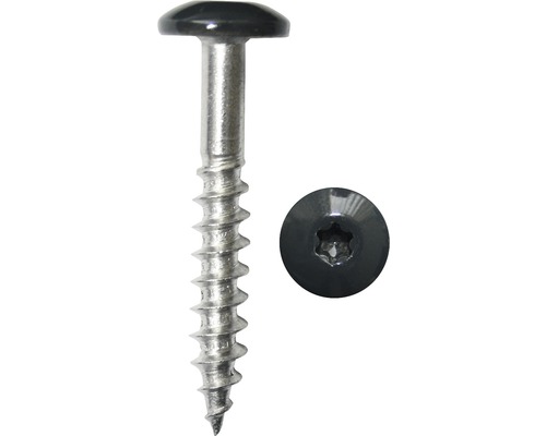 Gevelschroef, platbolkop met I-Star-aandrijving, 5,5 x 25 mm, roestvrij staal A4, antracietgrijs, 100 stuks