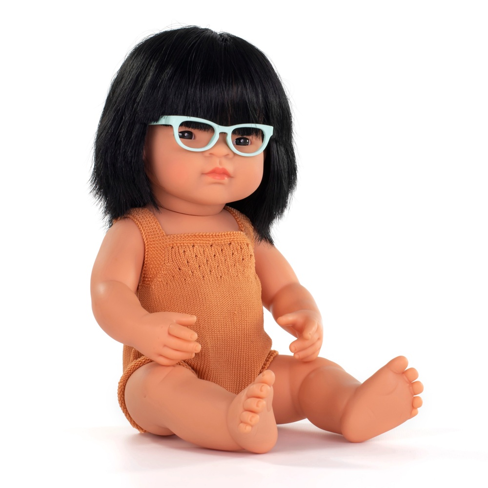 Miniland Lernpuppe Mädchen mit Brille 38 cm