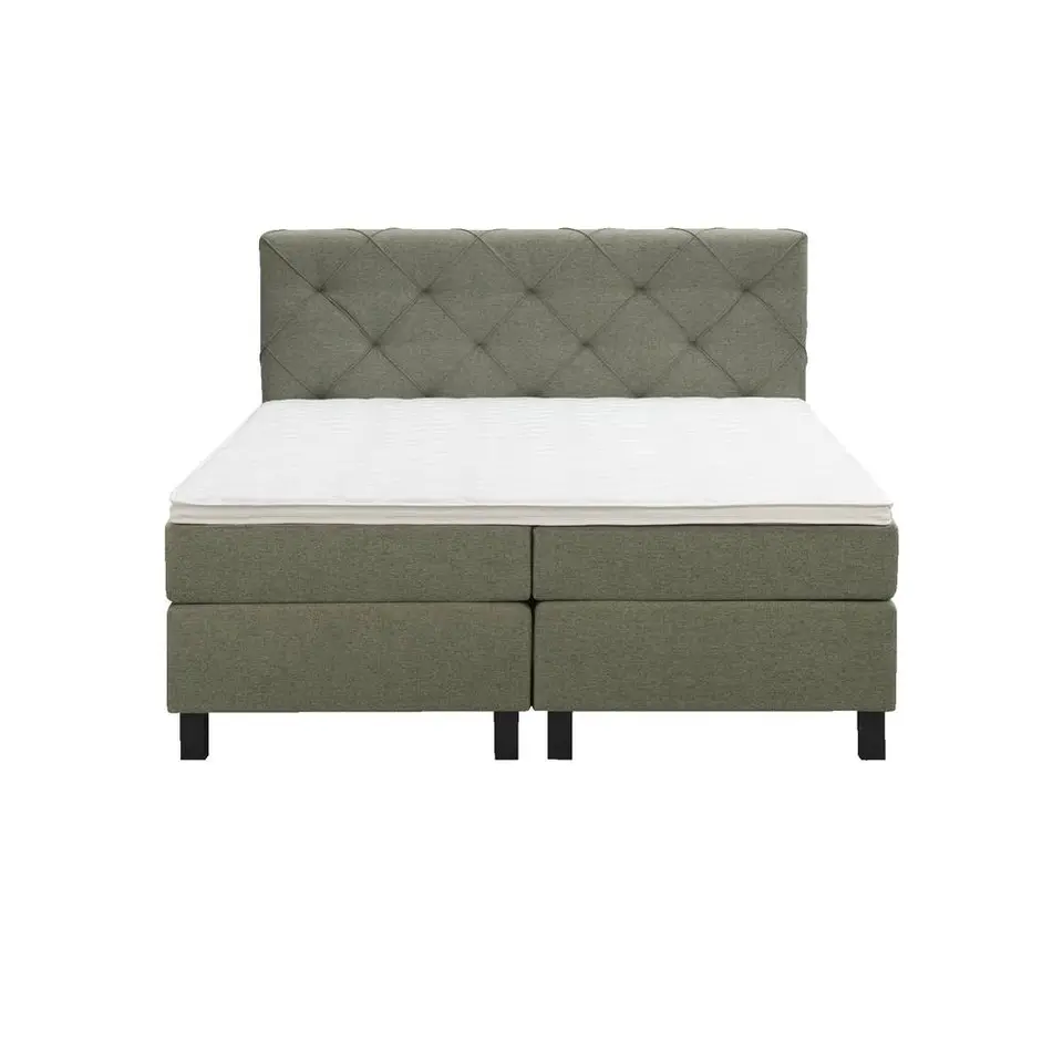 Boxspring Liv geruit - groen - 160x200 cm - vierkante poot