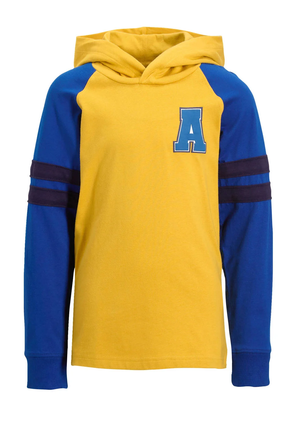 anytime hooded longsleeve oker geel / blauw