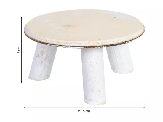 Support pour pot de fleurs en bois blanc 15x15x7h cm