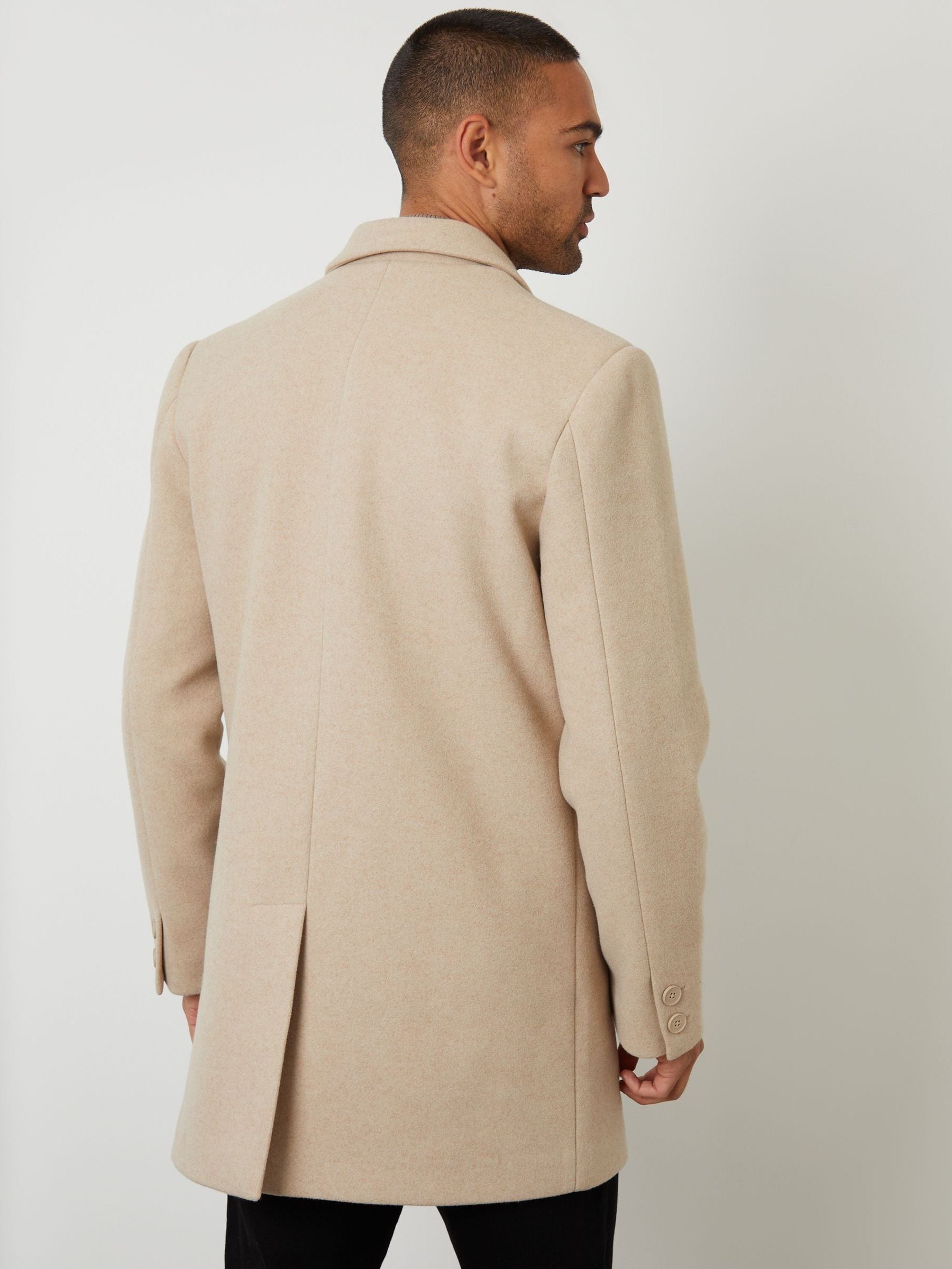 Crème - Threadbare Faux Wool Overcoat