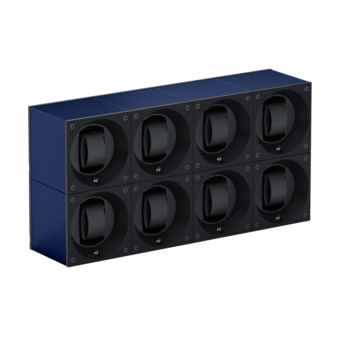 SwissKubik Masterbox Aluminium Marineblau - 8 Uhren