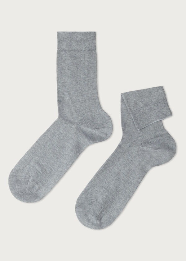 Meias masculinas de algodão stretch de cano médio