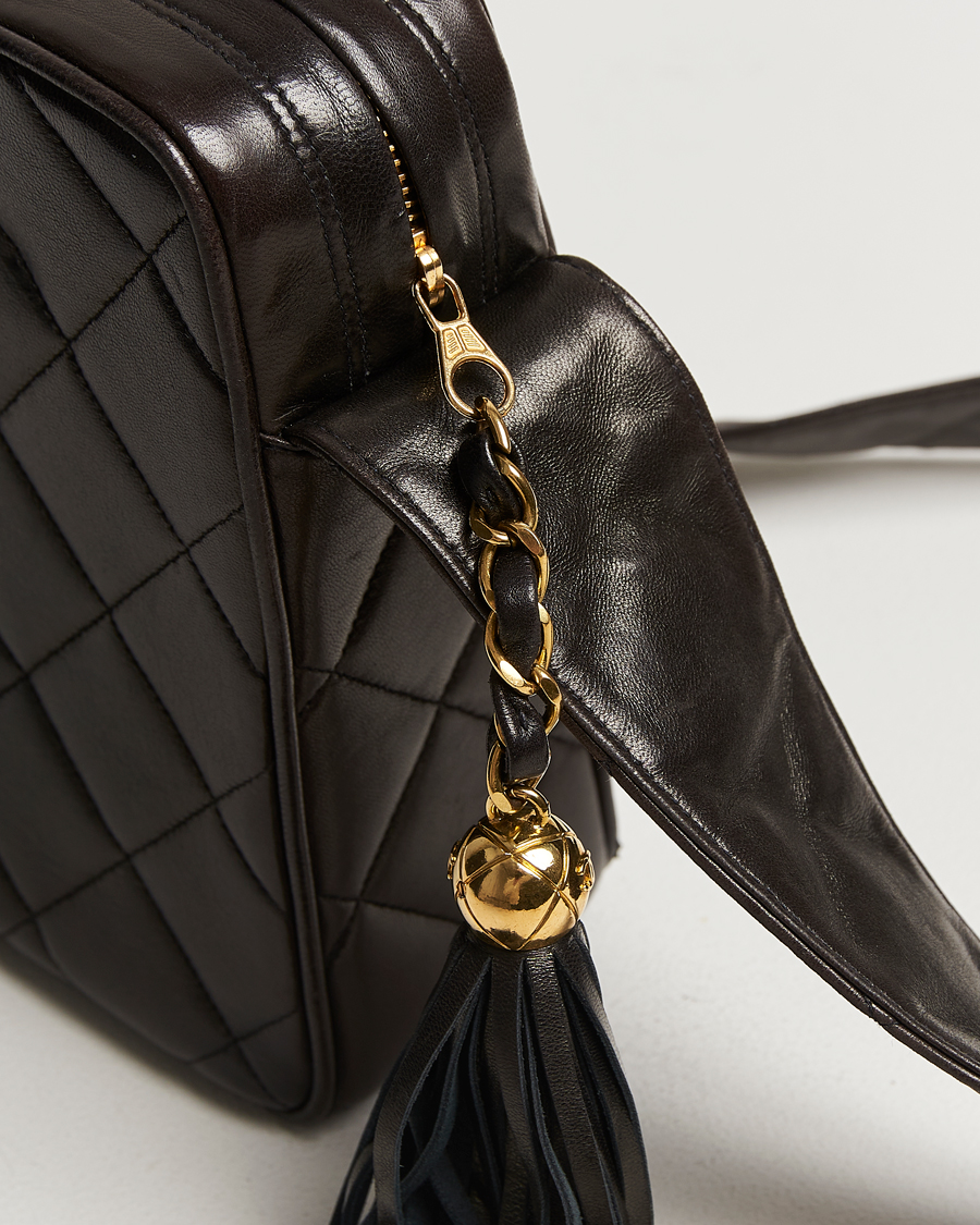 Chanel Pre-Owned Tassel Flap Shoulder Bag Black Lambskin