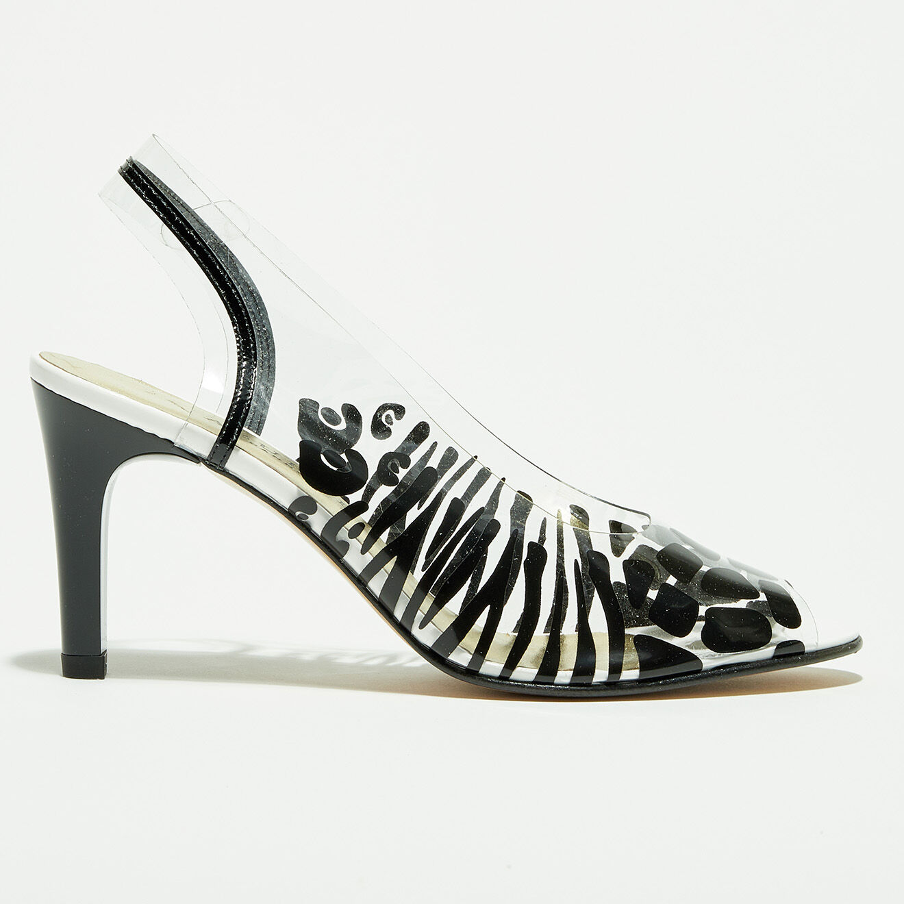 Azurée Cannes Slingback en Plexi Dora noires - Talon 7 cm