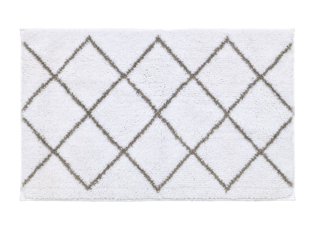 TAPETE CASA BANHO ACTUEL LOSA MICROFIBRA RECICLADO CINZENTO/BRANCO 50X80CM