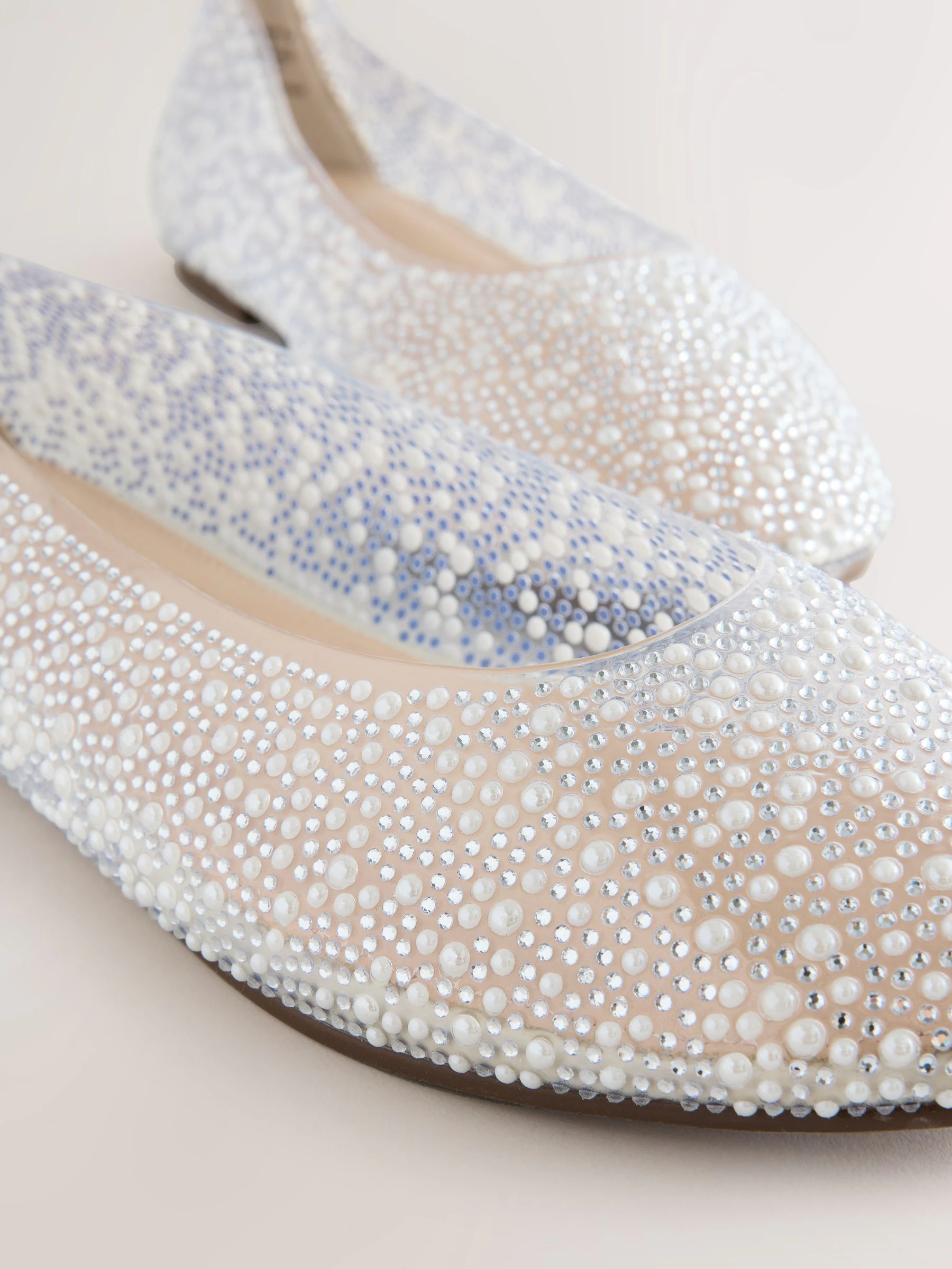 Metallic - Round Toe Jewel Vinyl Ballerinas