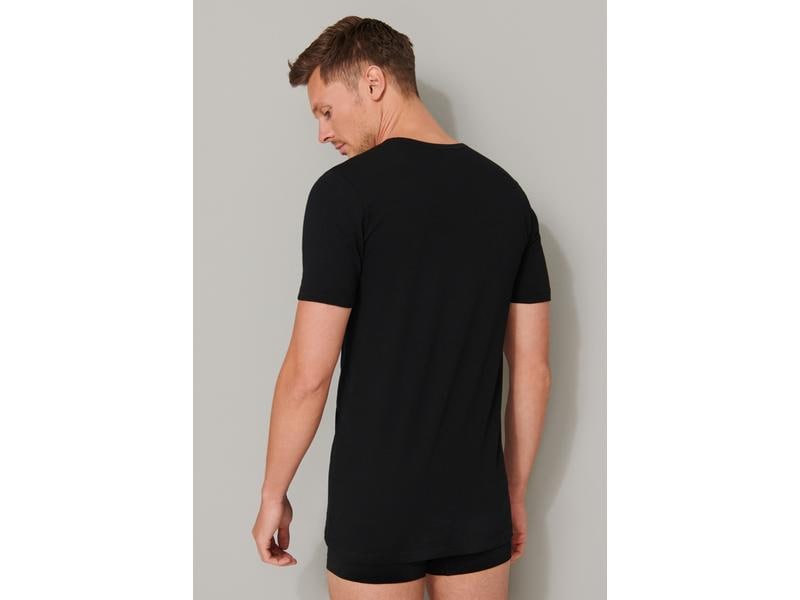 SCHIESSER Unterhemd Herren 2-er Pack, Schwarz, L Kurzarm-Shirts für Herren