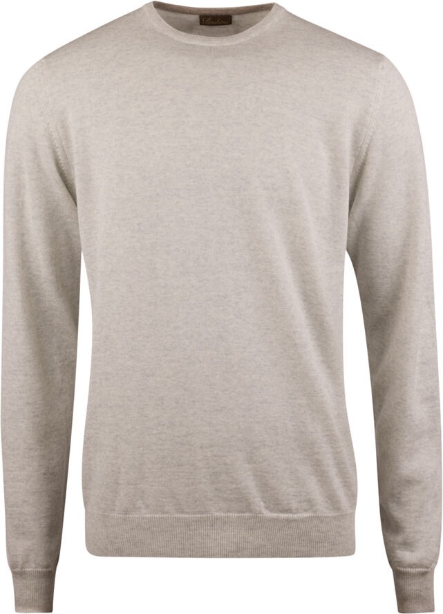 Stenströms Sweater Knitted Crew Neck With Patch Merino Wool Grey