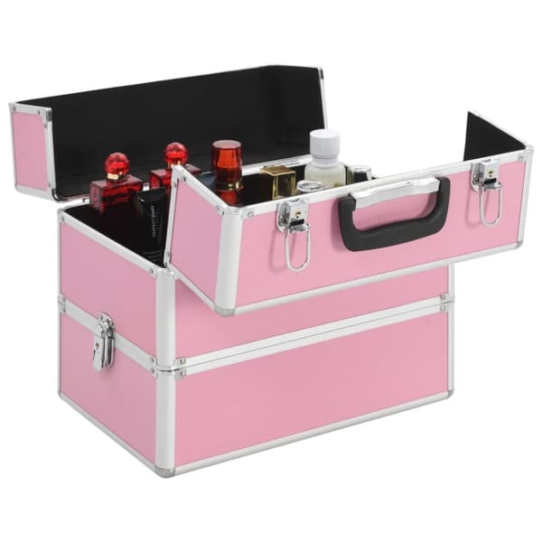 vidaXL Sminkeveske 37x24x35 cm rosa aluminium
