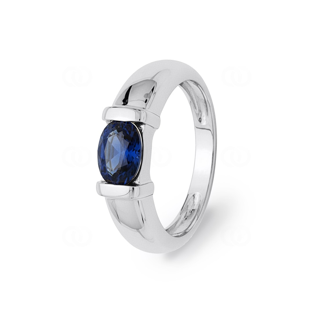 Damenring 750/18 K Weissgold mit Saphir