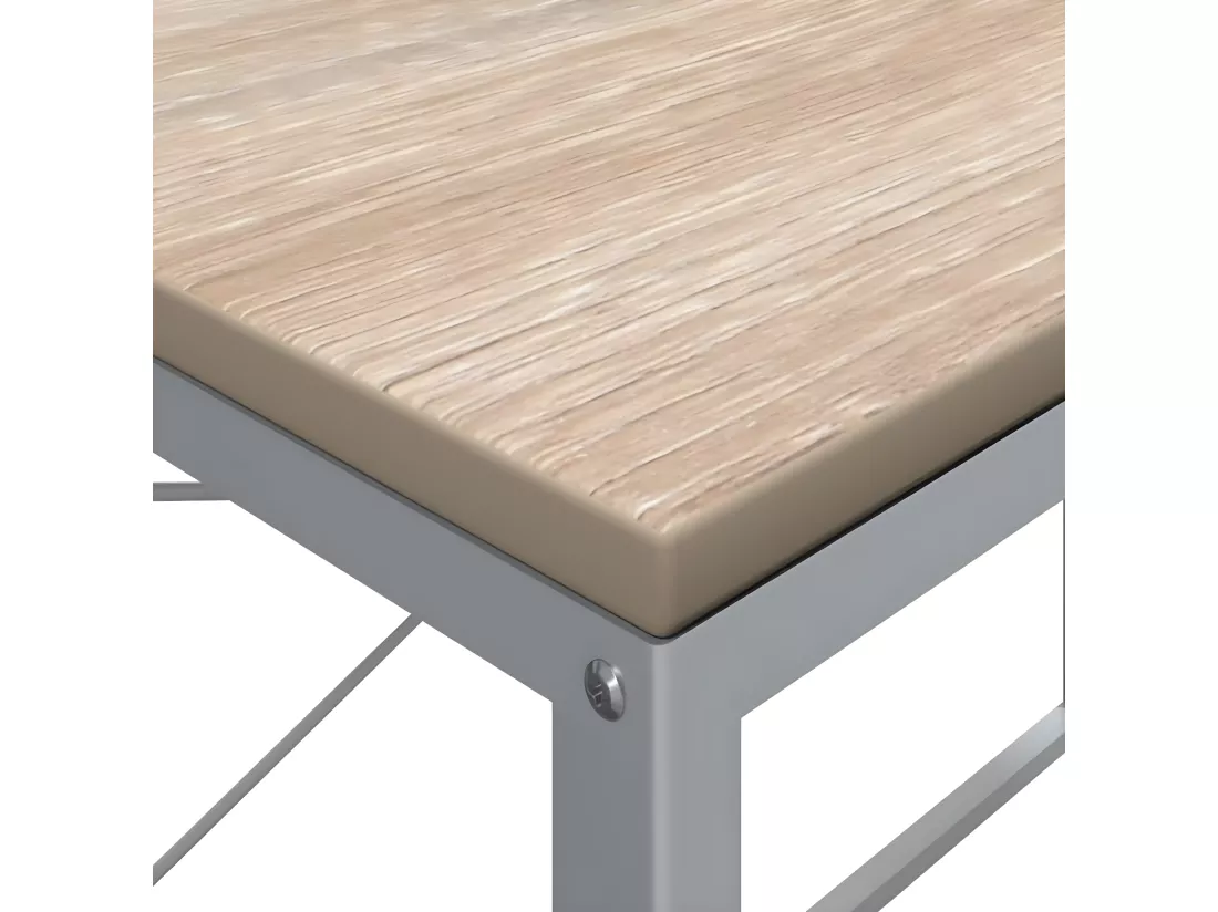 Bureau d'ordinateur Blanc et chêne 110x60x70 cm Aggloméré