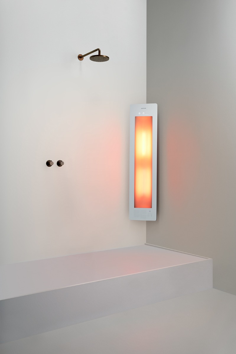 Sunshower Round One Medium White infraroodlamp 33x140x10cm hoekopbouw