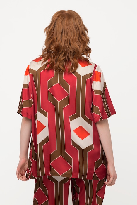 Tunika, Retro-Design, A-Linie, Tunika-Ausschnitt , Halbarm