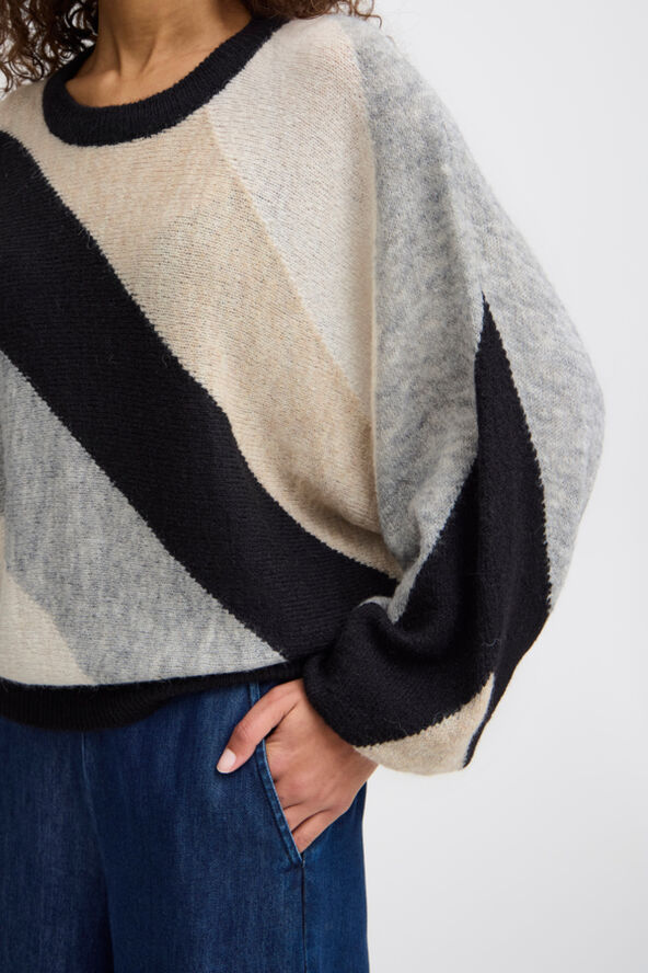 ICHI IHKAMARA LS SHORT2 Black striped