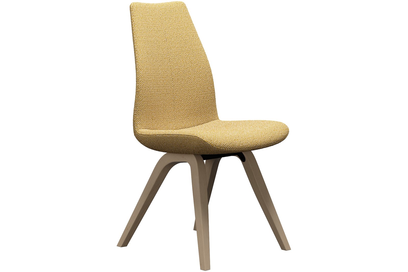 Aroma spisestol Tekstil Uno Yellow med ben i hvitpimentert eik