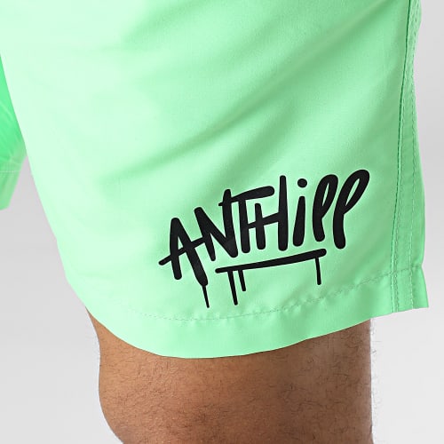 Short De Bain Logo Vert Fluo Noir
