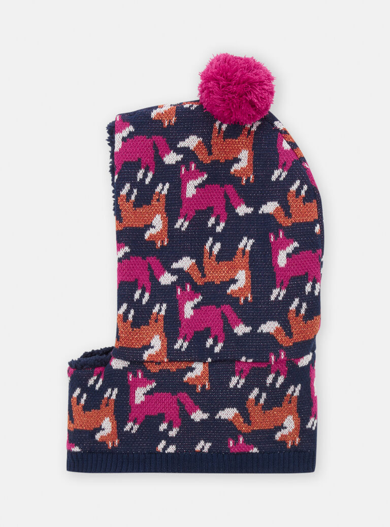 Cagoule marine à motif renard pour fille