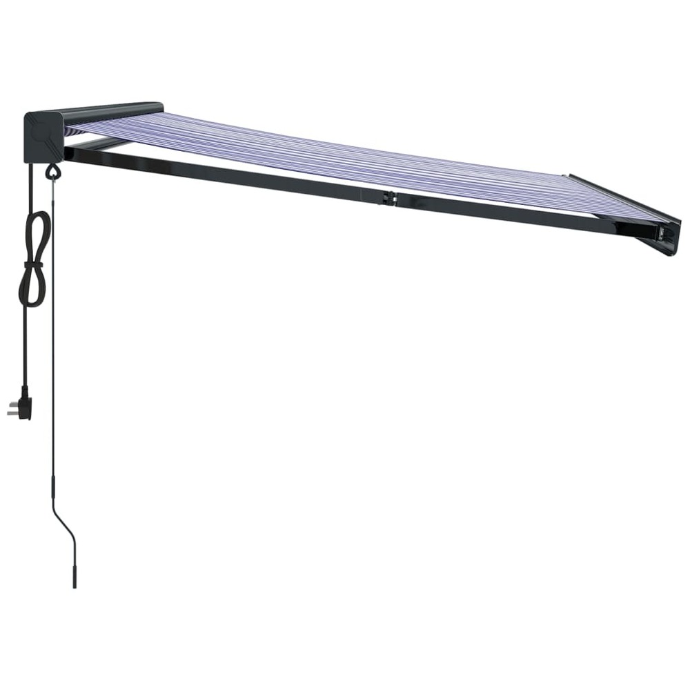 Auvent rétractable bleu et blanc 3x2,5 m tissu et aluminium