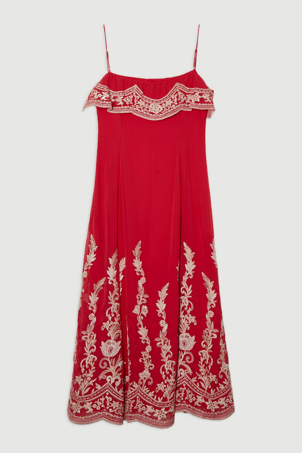 KarenMillen Robe Mi-Longue à Bretelles avec Appliqués Brodés