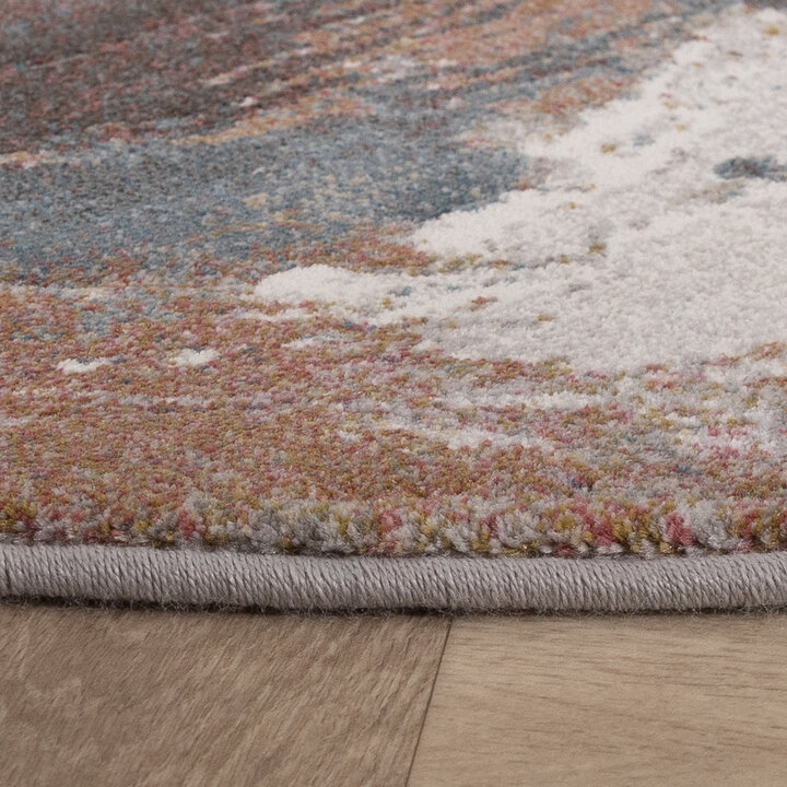 Rond abstract vloerkleed - Xavier Wave Blauw/Rood