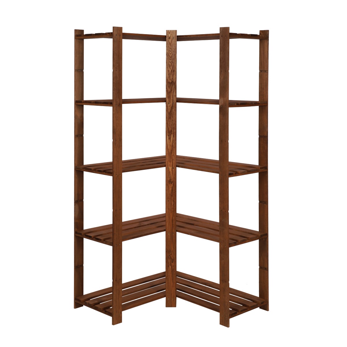PROREGAL Hoekplank Pinepeak HxBxD 170 x 85 x 38 cm 5 Planken 1,2 cm Dik Dennenhout Bruin