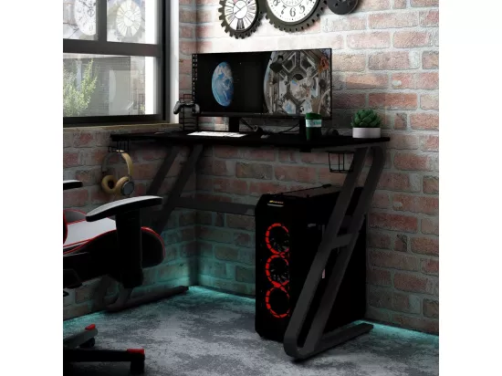 Bureau de jeu avec pieds en forme de ZZ Noir 90x60x75 cm