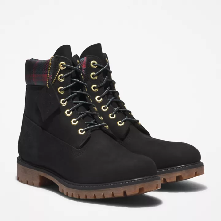 Bota Timberland Premium Masculina de 6 polegadas em Preto/Rosa