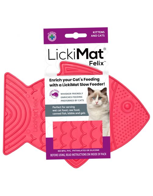 Lickimat Casper - Slowfeeder Voor De Kat - Tegen Schrokken - Kattenvoerbak - 22x16 cm Roze