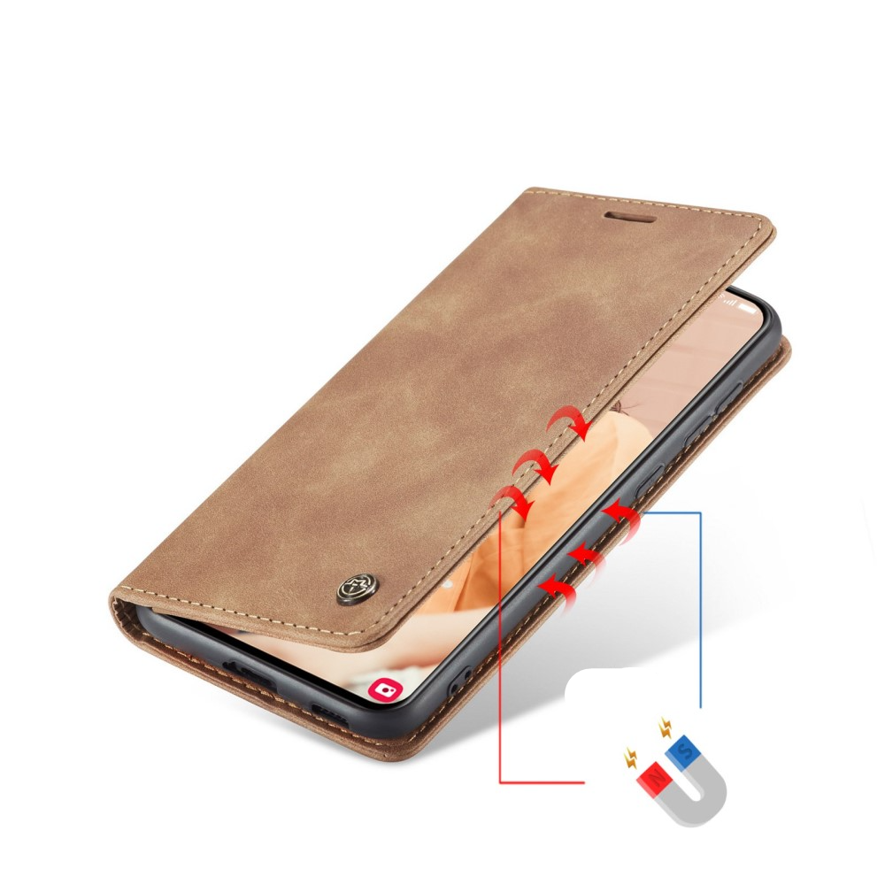 Samsung Galaxy S21 FE 5G Leder Tasche Flip Wallet Etui mit Kartenfächern - Hellbraun