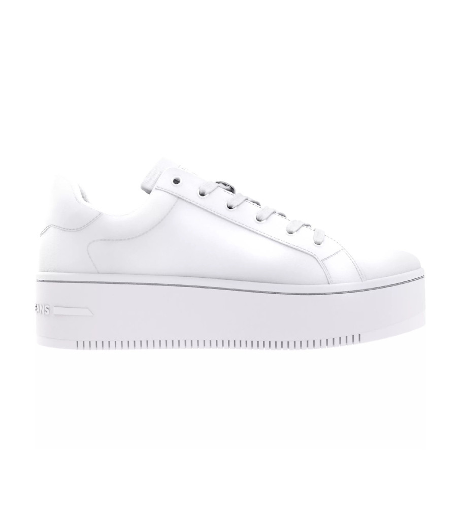 Tênis plataforma Tommy Jeans em couro branco - Altura da plataforma: 4 cm -