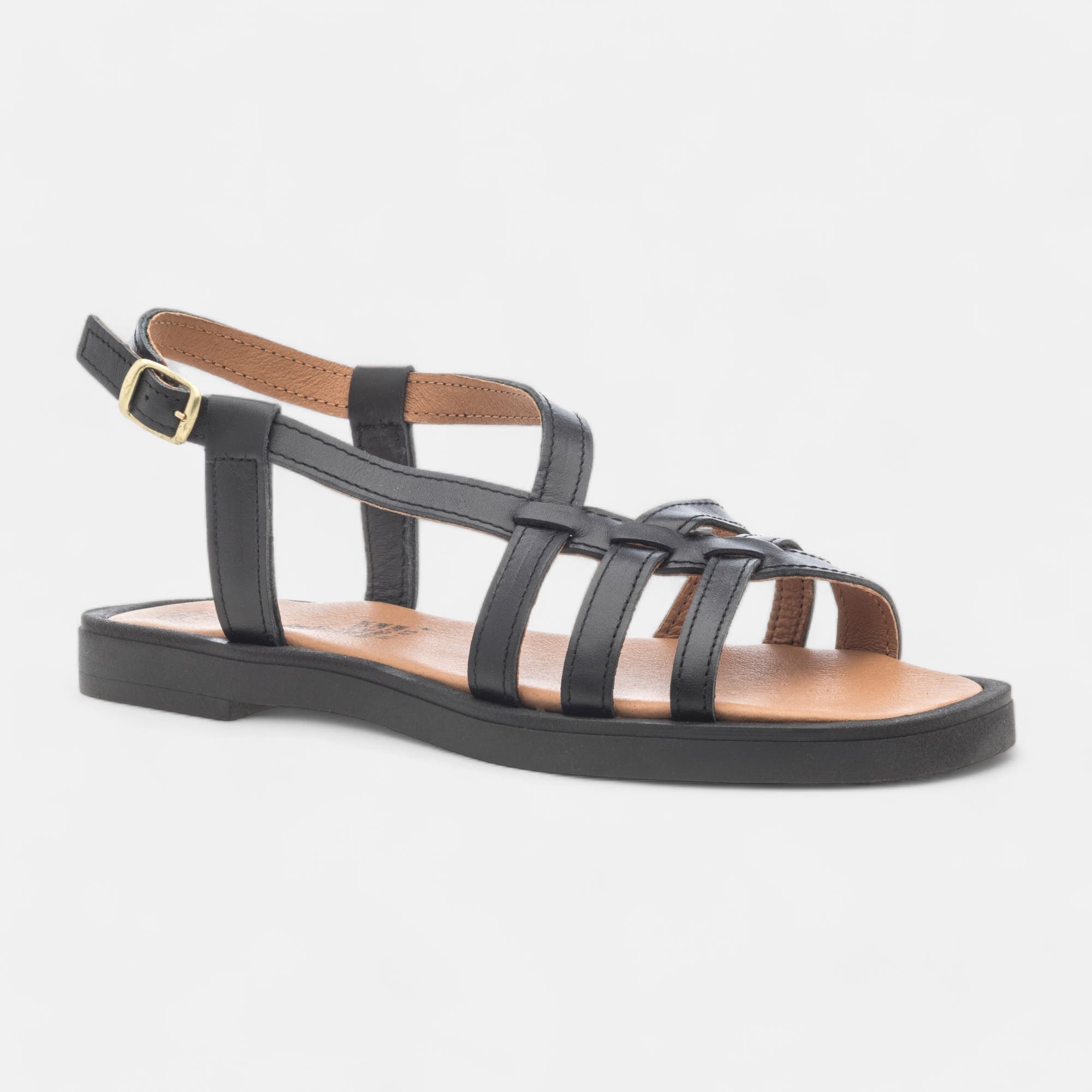 Nu-pieds Femme en cuir noir