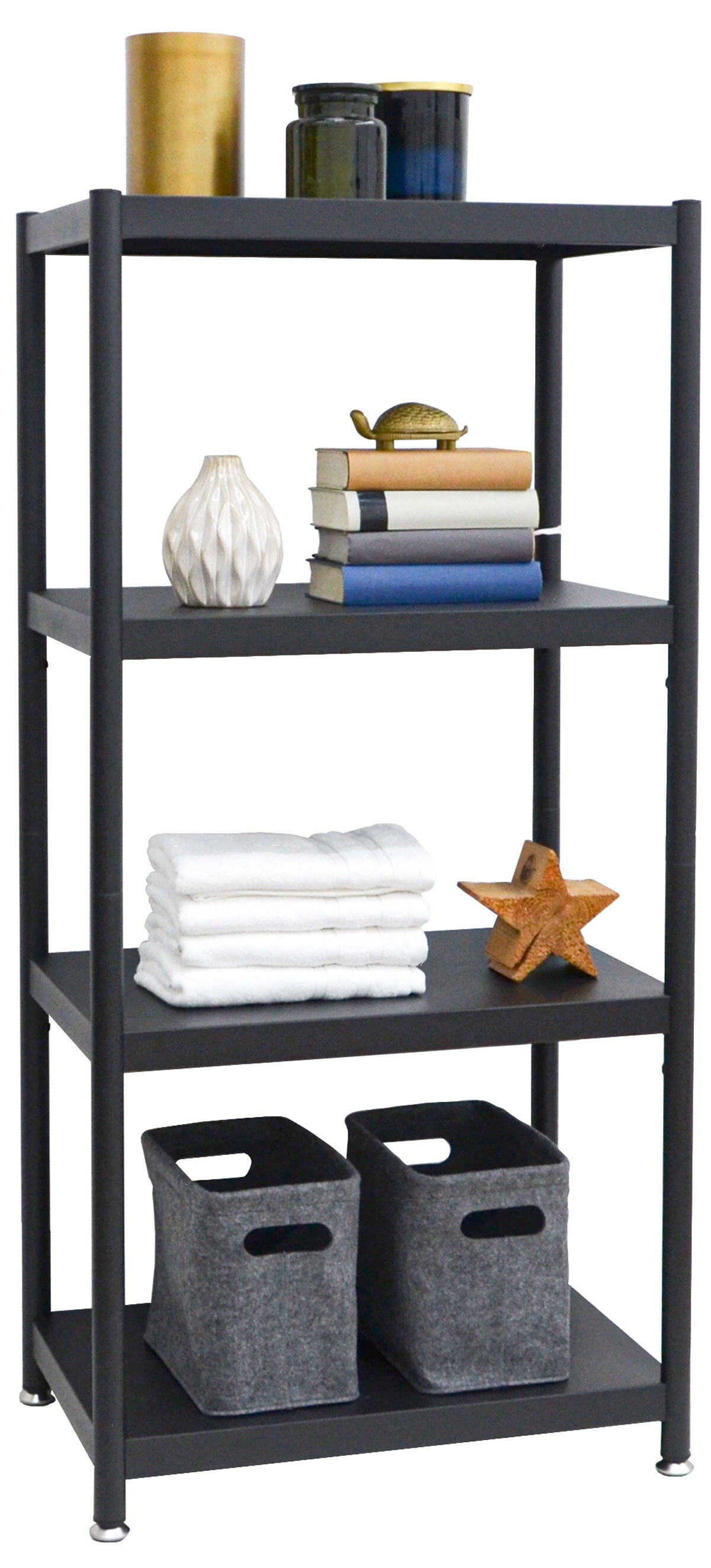 Industrial Design Metallregal 61x41x130 Standregal 4 Ebenen Metall Regal Schwarz