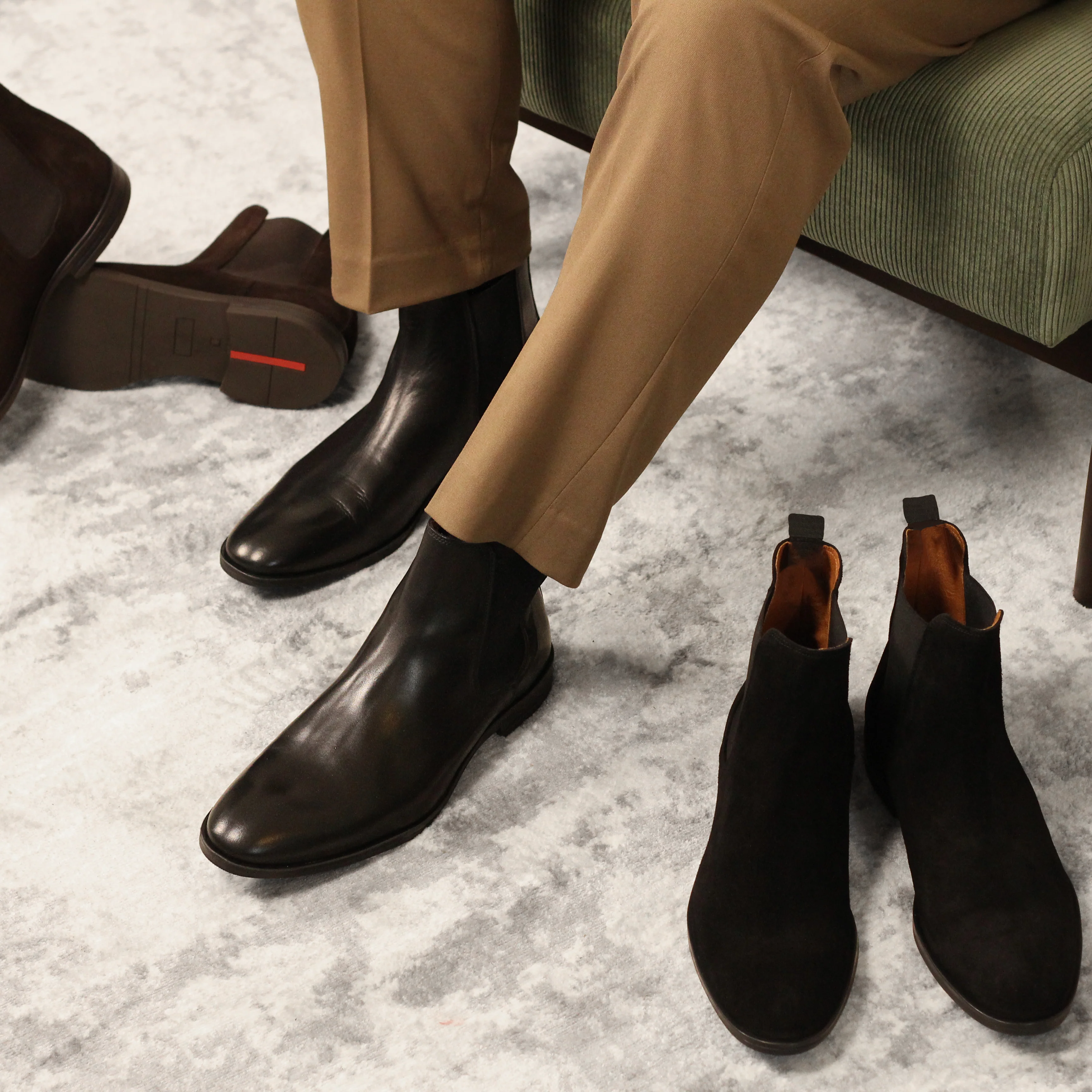Berry-Chelsea boots en cuir noir