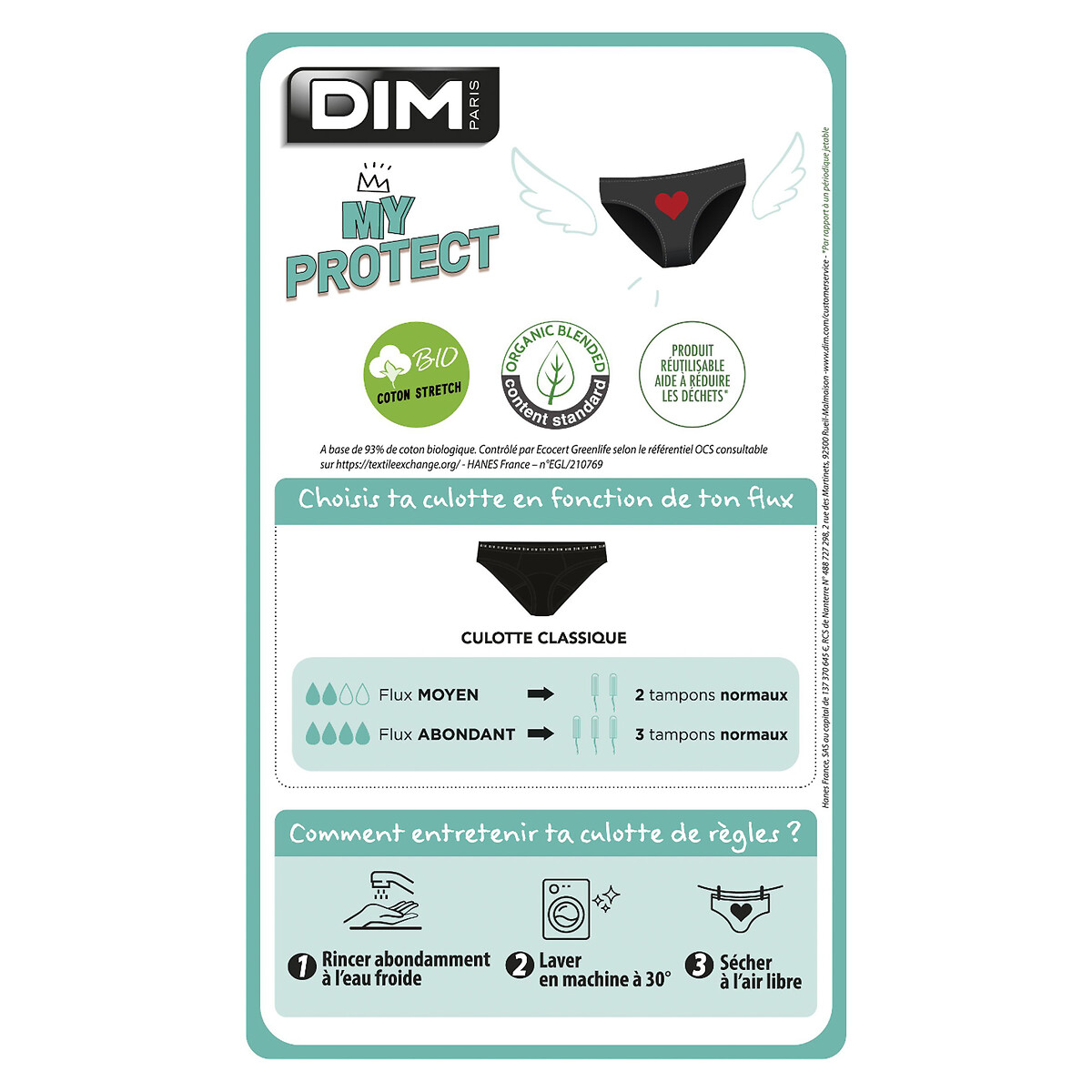 DIM<br>Calcinhas menstruais, fluxo intenso, tamanho infantil