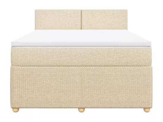 Sommier à lattes de lit avec matelas Crème 160x200 cm Tissu