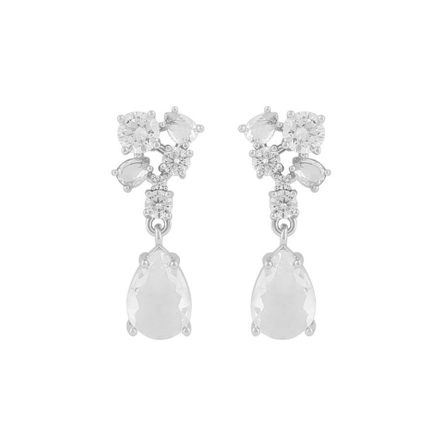 Snö Of Sweden River Small Pendant Earring Silver/Clear