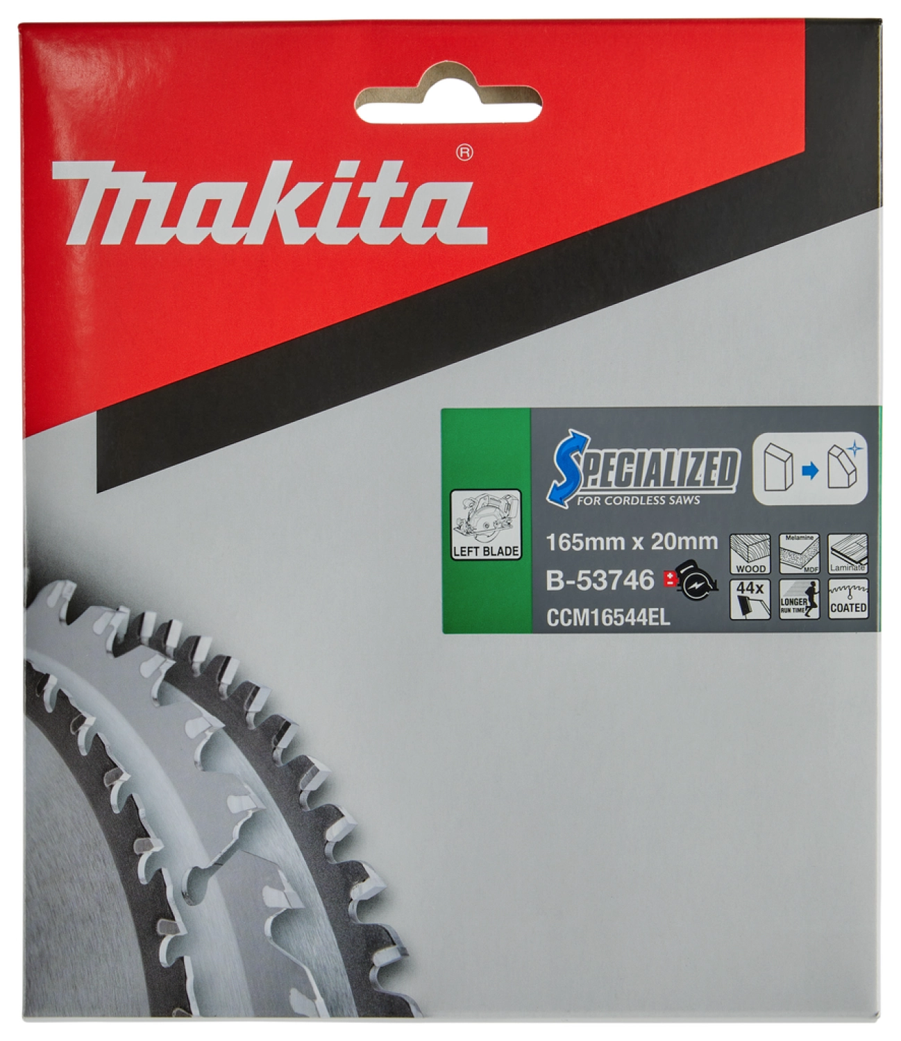 Makita B-53746 - Cirkelzaagblad Gemelamineerd - 165x20x1,45mm 44T